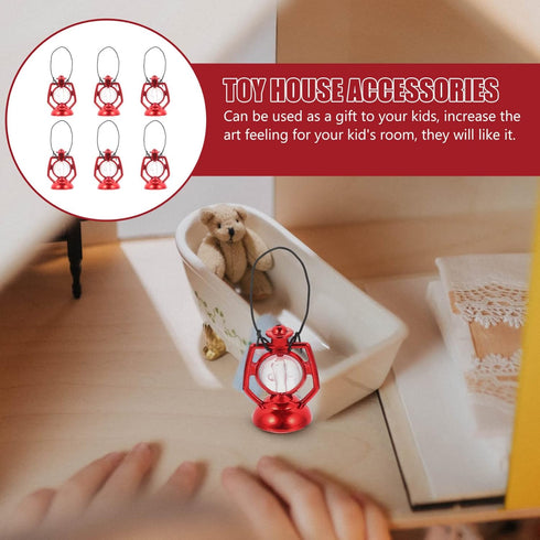 Toddmomy Mini Dollhouse Lantern 6Pcs Mini Kerosene Lamp Miniature Lantern for Dollhouse Accessories