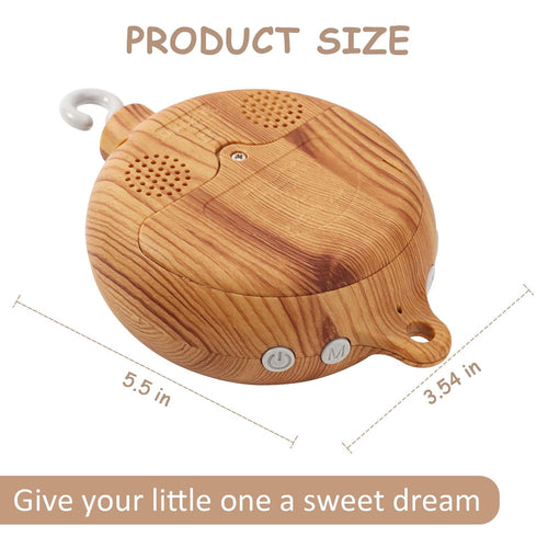 Wooden-Inspired Baby Mobile with Music and Rotating Hook for Crib
