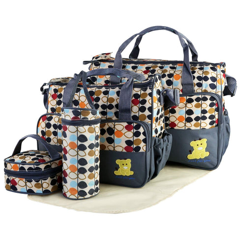 iMounTEK Diaper Bags Tote,5Pcs baby diaper Convertible Baby Bags with Changing Pad