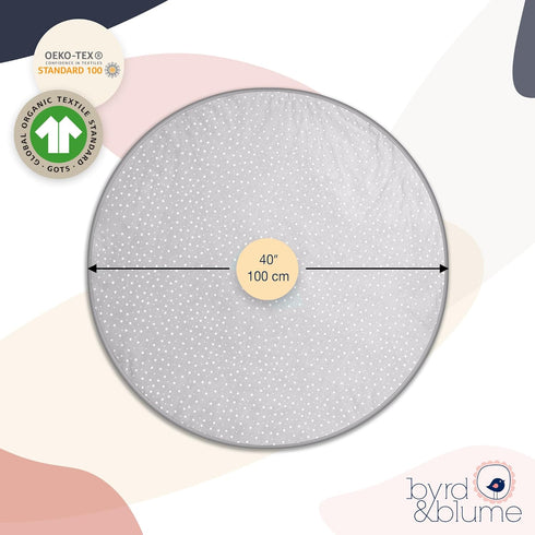 Tummy (40"x40") Byrd & Blume Round Baby Play Mat, Organic Cotton Soft Padded Nursery Floor Mat, Safe Hypoallergenic