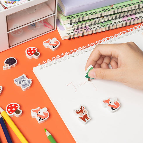 Yopyame 60Pcs Woodland Animal Mini Erasers, Assorted Novelty Pencil Erasers for Kids, Classroom Prizes, and Party Favors
