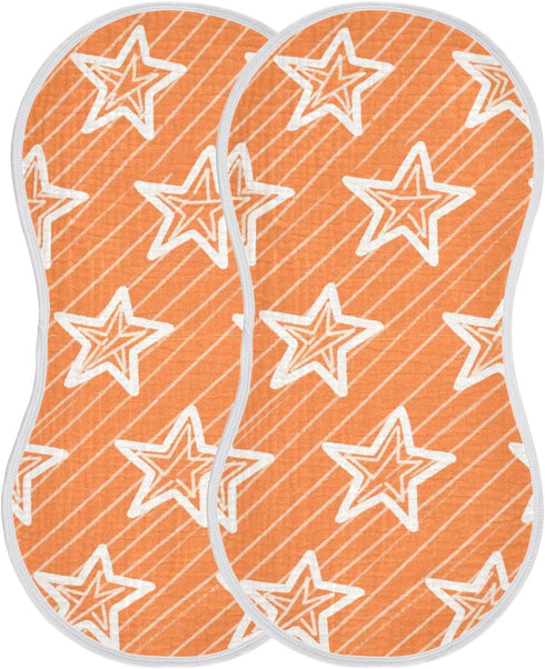 tplaotee 22x11in Orange Stars Cotton Large Burp Cloths for Baby Good Absorbent? Baby wash Cloth for Gender Neutral