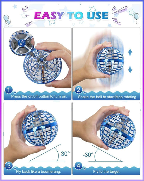6 7 8 9 10+ ATHLERIA Pink Flying Orb Ball Toys,Hand Operated Drones for Kids,Cool Gadgets Light Up Cosmic Globe