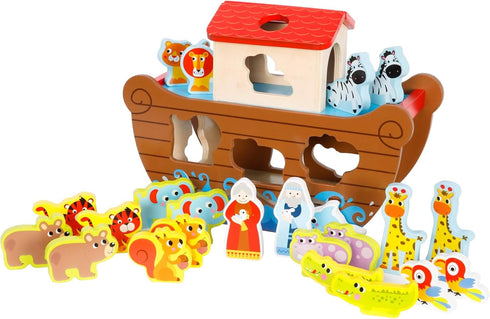Fat Brain Toys Noah's Ark Sort & Play Set - Wooden Shape-Matching
