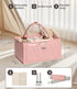 VKSAO Pink Diaper Caddy Organizer Portable Storage Basket with Shoulder Strap & Stroller Hooks, Splashproof Quilted