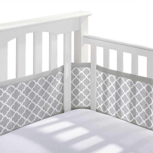BreathableBaby Breathable Mesh Liner for Full-Size Cribs, Classic 3mm Mesh, Gray Clover