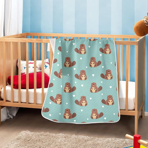 KICPOAY 30x40 Inch Swaddle Blanket for Green Beaver with Heart Baby Receiving Blanket Muslin Baby Swaddles Soft Cotton