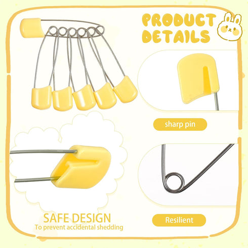 WILLBOND 50 2.2 Inch Pcs Diaper Pins Safety Plastic Head Cloth Diaper Nappy Pins with Locking Closures Stainless Steel