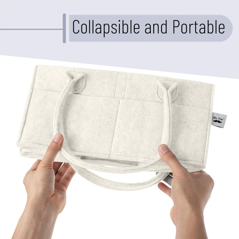Beige Medium Baby Diaper Caddy Organizer - Stylish Nursery Storage Solution