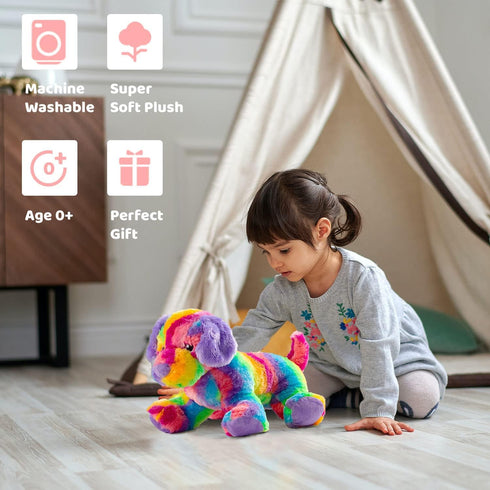 Rainbow Puppy Stuffed Animal Dog Toy, Cute Colorful Plush Toy for Kids, Stuffed Animal for Boys and Girls