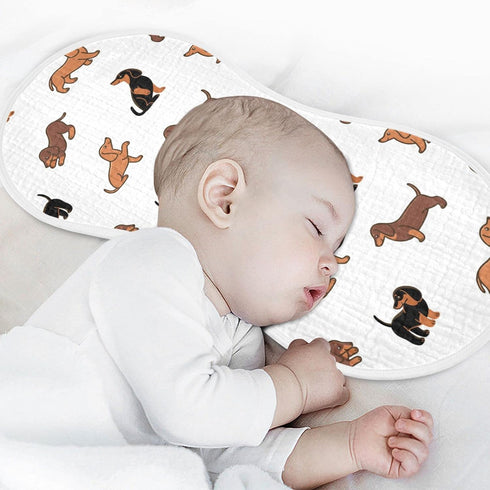 WELLDAY Set 4, 22 11 Inch Muslin Baby Burp Cloths of Soft Absorbent Cute Dogs Dachshunds Muslin Washcloths, Bibs, Face