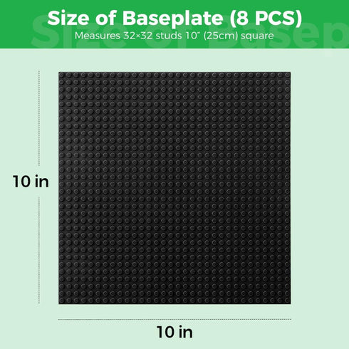 Classic Baseplates Building Plates - 8 Pack 10" x 10" Boards, 100% Compatible with All Major Brands for Creative