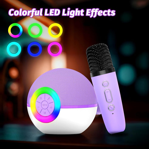 goopow 3 4 5 6 7 8+ (Purple-2MIC) Mini Karaoke Machine Speaker for Kids Adults, Portable Bluetooth Microphone Song Toys