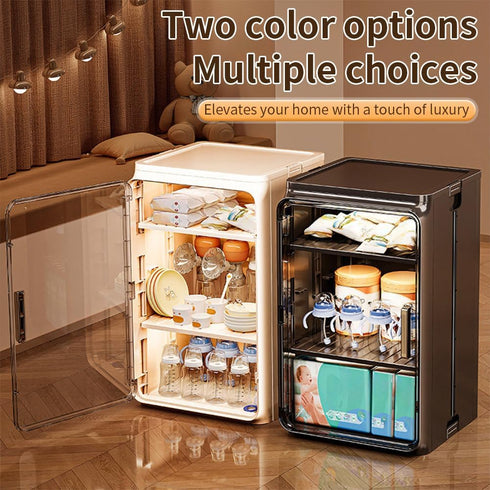 Triflice 3-Tier Baby Bottle Organizer and Drying Rack with Removable Shelves & Magnetic Door - Dust-Proof Storage Box