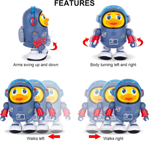 Dancing Electric Space Duck Toy for Toddlers with Lights and Sounds