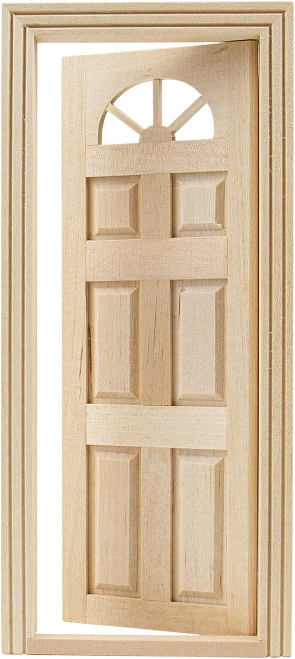 AUEAR 1:12 Dollhouse Miniature Furniture Unpainted Wooden Doors for DIY Scene Doll Home Craft (6 Panel Style B)