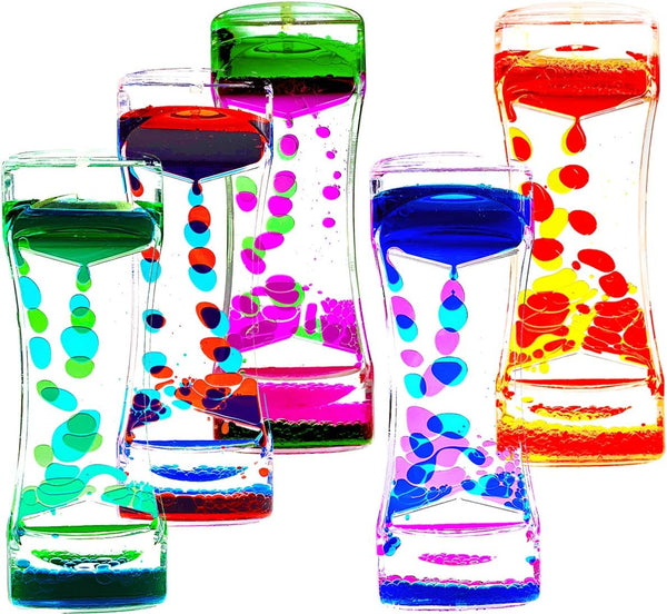 FKYTION Liquid Motion Bubbler Timer Pack of 5 Colorful Hourglass Liquid Bubbler Sensory