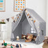 Kids Play Tent with Padded Mat & Star LED Lights for Ages 4-10, Large Indoor Play Room House Tent for Toddler Children