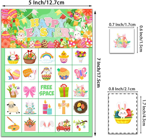 JGCWorker Easter Day Bingo Game Set, Fun Party Supplies for Kids and Adults, 24 Players Colorful Spring Themed Cards