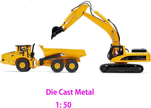 Ailejia 1/50 Scale Articulated Dump Truck Excavator Toy Alloy Models for Construction Vehicle Gifts