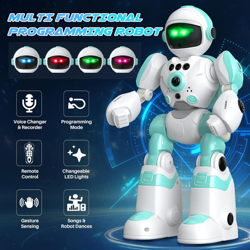 Programmable SIMREX Kids Robot Toys, Remote Control Robot, Robot with Recorded Voice Music Dance Gesture Control, Gift