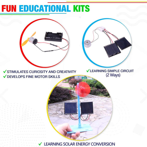 4 in 1 Solar Power & Electric Motor STEM Kits, Science Experiment Projects for Kids, DIY Educational Engineering
