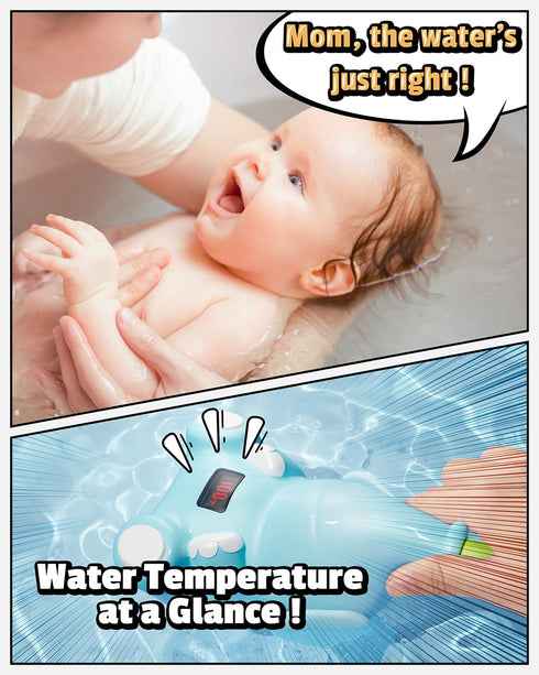 6-12 IPX7 HEMRLY Baby Bath Toys, LED Water Temperature Display, Bath Toys for Infants Months with Three Shower Heads
