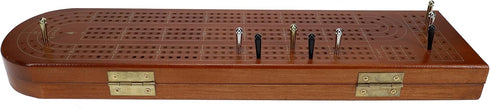 Set, 3 2-3 Pacific Shore Games Wooden Cribbage Board Game Walnut Stained Continuous Track for Players, Card Storage