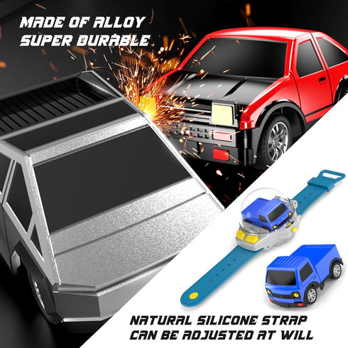 2.4G YUZ Mini Remote Control Car Watch Toy with LED Lights, RC Cars Toy Car Watch USB Charging Hand Controlled Watch RC