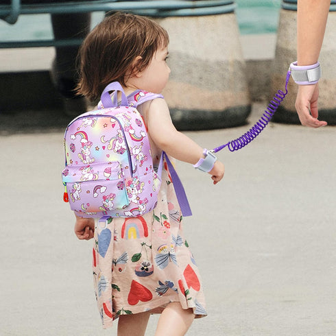 Accmor Toddler Harness Backpack Leash, Mini Unicorn Backpacks with Anti-Lost Wrist Link, Cute Child Backpack Walking