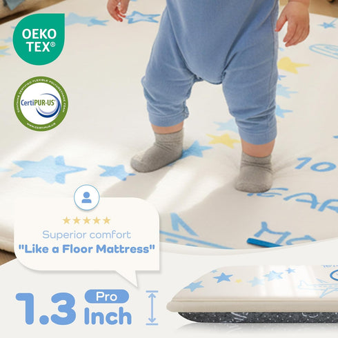 1.3" 50 x50 Thick Playmat for Floor, Monthly Milestone Mat, Padded Support Soft Plush Nursery Mat for Crawling Kick