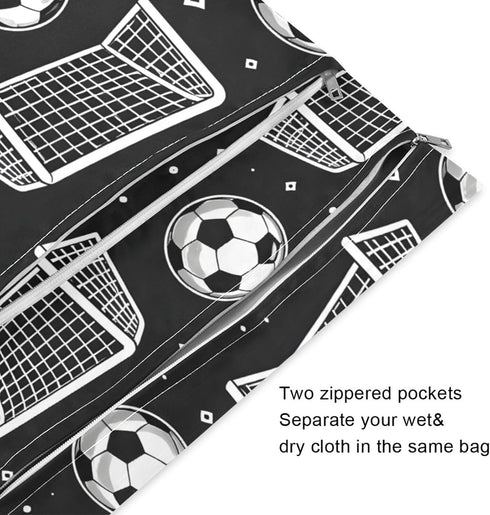 Haskirky 2 Soccer Goals Pcs Cloth Diaper Wet Dry Bags,Waterproof and Washable Bag for Travel Reusable Wet Bag for Baby