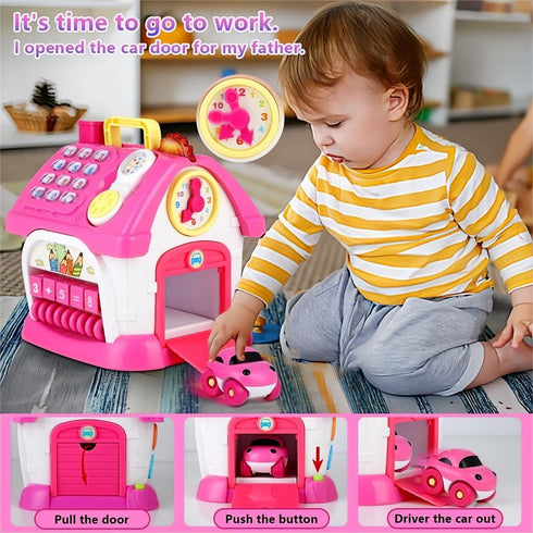 8-in-1 1-3 Montessori Bilingual Musical Activity House | EN/ES Learning Toy with Volume Control & Travel Handle |
