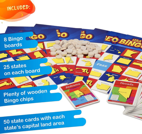 GeoBingo USA Educational Geography Board Game