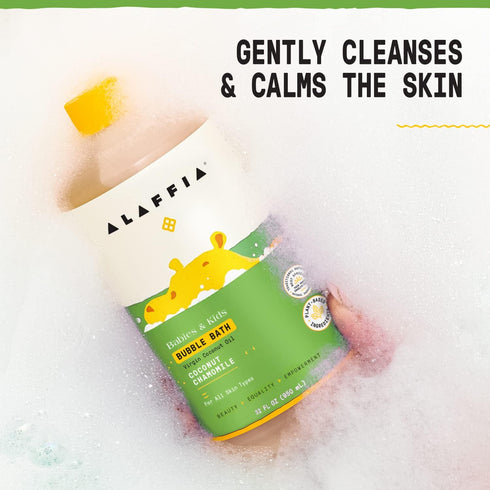 Alaffia Babies and Kids Bubble Bath, Gentle Cleansing & Calming Bubbles, Plant Based Formula, Vegan, Coconut Chamomile,