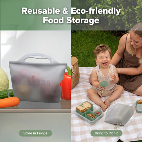 40oz/1250ml Grey/2PCS Haakaa On-The-Go Silicone Microwave Steam Sterilizer Bags for Travel, Reusable Silicone Steaming