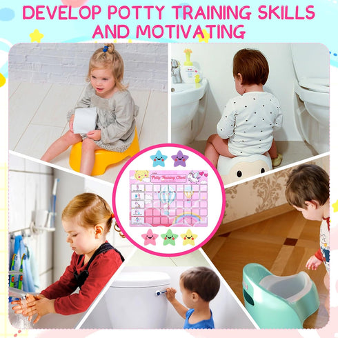 khlerox 40 Potty Training Chart for Toddlers with Large Reusable Magnetic Star Stickers, Interactive Reward Chart