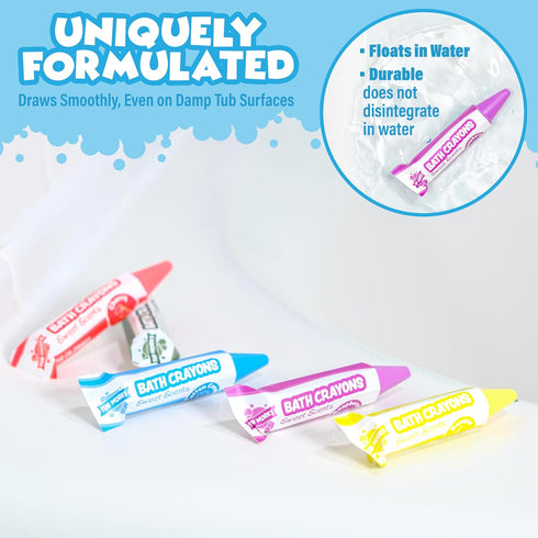 12 Pack Tub Works Sweet Scents Smooth Bath Crayons Bath Toy, | Nontoxic, Washable Bath Crayons for Toddlers & Kids |
