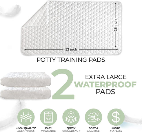 LegacyHOME 2 Pack, Toddler Mattress Pads - XL Bed Pads for Potty Training Kids, Toddler Pee Pads for Bed, Bed Pee Pads