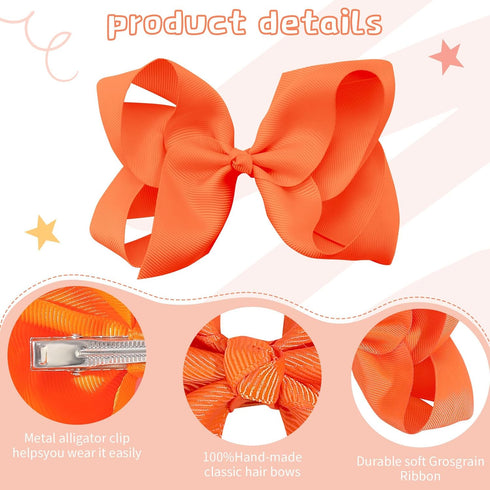 Oaoleer Hair Bows, 30 Colors 4 Inch Grosgrain Ribbon Bows with Alligator Clips for Girls and Kids