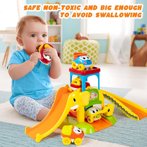 1 2 4 12-18 1-2 Marstone Toddler Toys for Year Old Boys and Girls Gifts: Educational Elephant Slide with Animal Car