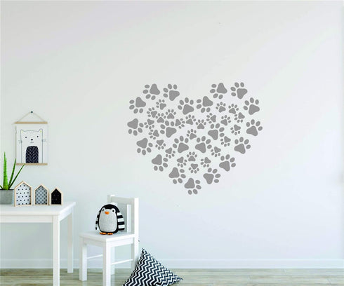 49 Pieces/Set Dog Paws Wall Decals, Vinyl Pawprints Sticker Animal Footprint Wall Art for Kids Nursery Bedroom Decor