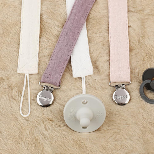 4 Pack Pacifier Clip for Baby Boy and Girl - Linen Soft Fabric Pacifier Hold with Clip for Binky, Leash Soothie Holder