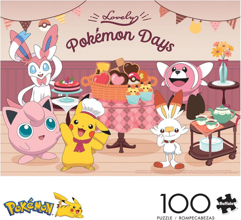 Buffalo Games - Pokémon - Lovely Pokemon Days - 100 Piece Jigsaw Puzzle for Families Challenging Puzzle Perfect for Game Nights - Finished Puzzle Size is 15.00 x 11.00