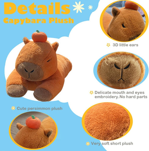 Hofun4U Capybara Plush Pillow, Long Body Stuffed Animal with Persimmon Plush, 47 inch