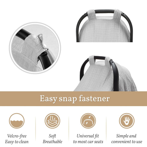 Meracorallo Muslin Baby Car Seat Cover, Lightweight Breathable Soft Infant Carrier Cover Carseat Canopy for Baby Boys