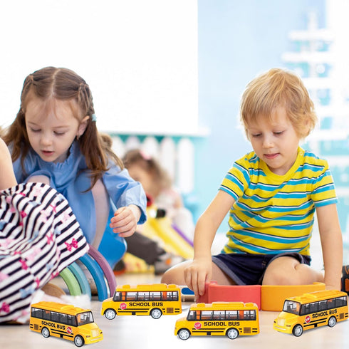 12 Pcs School Bus Toy, Back to School Pull Back Bright Yellow Bus for Girls and Boys Classroom Gift
