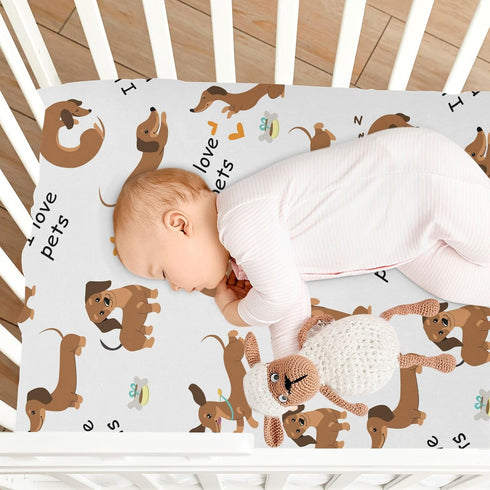 39 27 5In, g344136908p821c876s1913 vvfelixl Crib Sheets for Boys Girl Dachshund Dogs Breathable Mini Crib Mattress