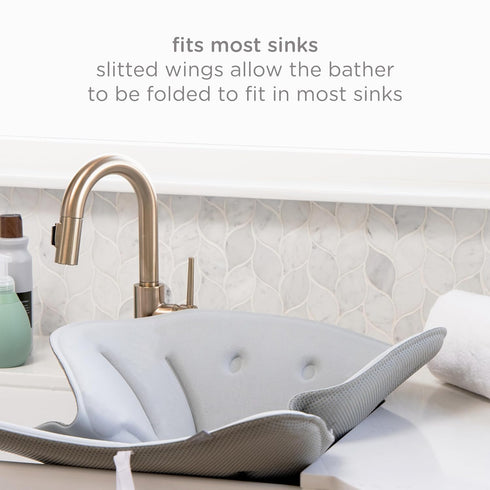 Ubbi Stingray Sink Bather for Baby, Soft Baby Bath Cushion, Newborn Essential