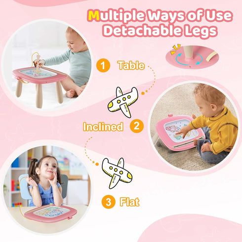 1-2 1 2 3 Kikidex Magnetic Drawing Board, Toddler Girl Toys for Year Old, Doodle Board Pad Learning and Educational